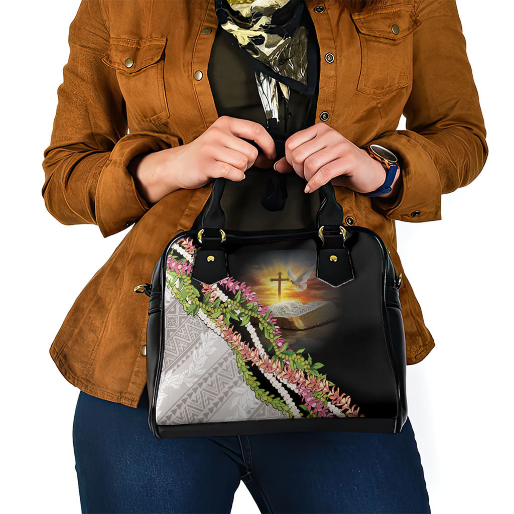 Hawaii Mokihana Mix Pikake Leis Mahalo 'Olelo Shoulder Handbag Black LT7 - Polynesian Pride
