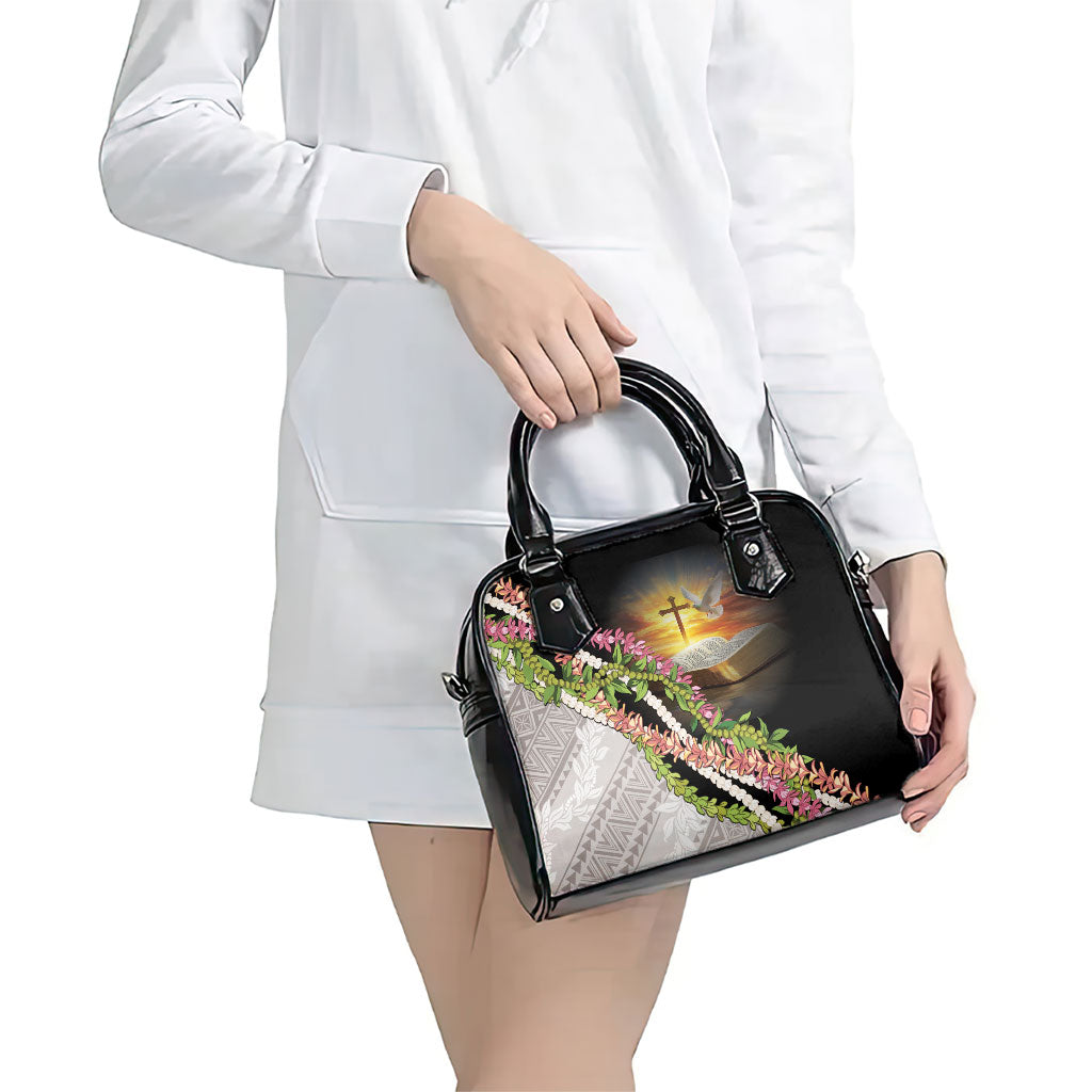 Hawaii Mokihana Mix Pikake Leis Mahalo 'Olelo Shoulder Handbag Black LT7 - Polynesian Pride