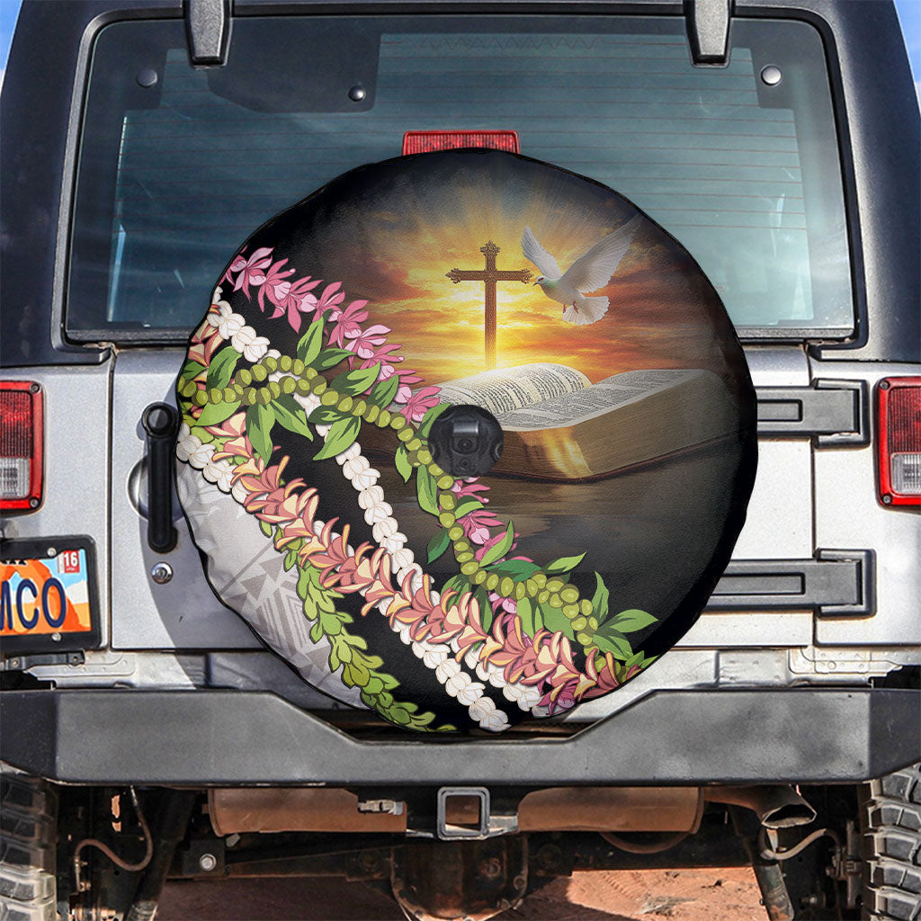Hawaii Mokihana Mix Pikake Leis Mahalo 'Olelo Spare Tire Cover Black LT7 Black - Polynesian Pride