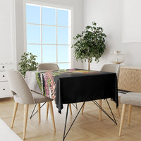 Hawaii Mokihana Mix Pikake Leis Mahalo 'Olelo Tablecloth Black LT7 - Polynesian Pride
