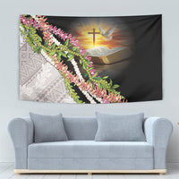 Hawaii Mokihana Mix Pikake Leis Mahalo 'Olelo Tapestry Black LT7 - Polynesian Pride