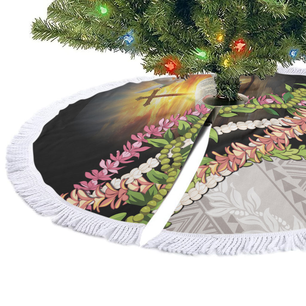 Hawaii Mokihana Mix Pikake Leis Mahalo 'Olelo Tree Skirt Black LT7 - Polynesian Pride