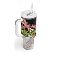 Hawaii Mokihana Mix Pikake Leis Mahalo 'Olelo Tumbler With Handle Black LT7 - Polynesian Pride