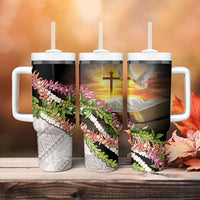 Hawaii Mokihana Mix Pikake Leis Mahalo 'Olelo Tumbler With Handle Black LT7 - Polynesian Pride