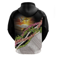 Hawaii Mokihana Mix Pikake Leis Mahalo 'Olelo Zip Hoodie Black LT7 - Polynesian Pride