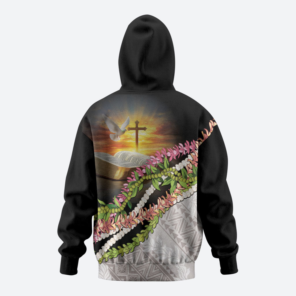 Hawaii Mokihana Mix Pikake Leis Mahalo 'Olelo Zip Hoodie Black LT7 - Polynesian Pride