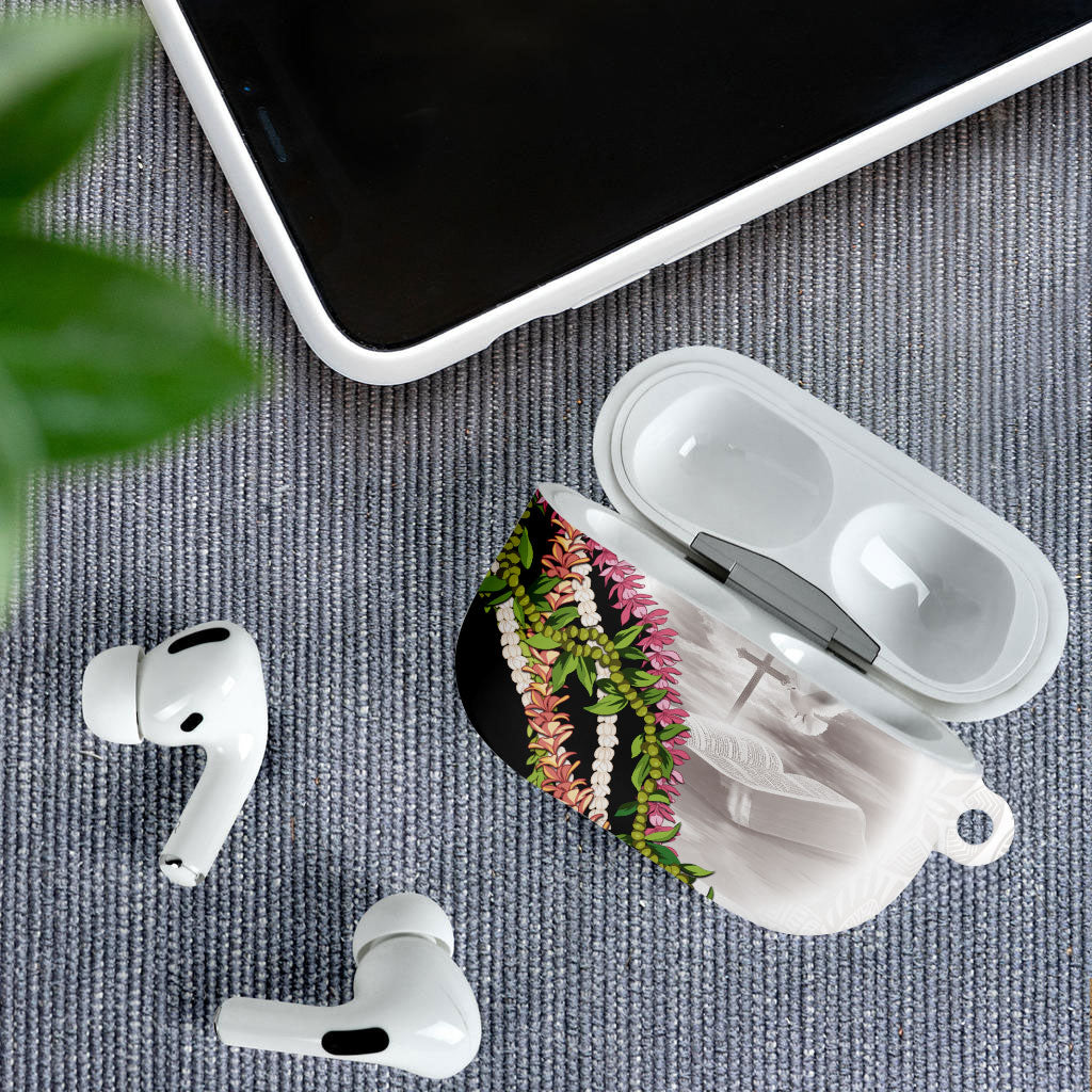 Hawaii Mokihana Mix Pikake Leis Mahalo 'Olelo AirPods Case White Tapa LT7 - Polynesian Pride