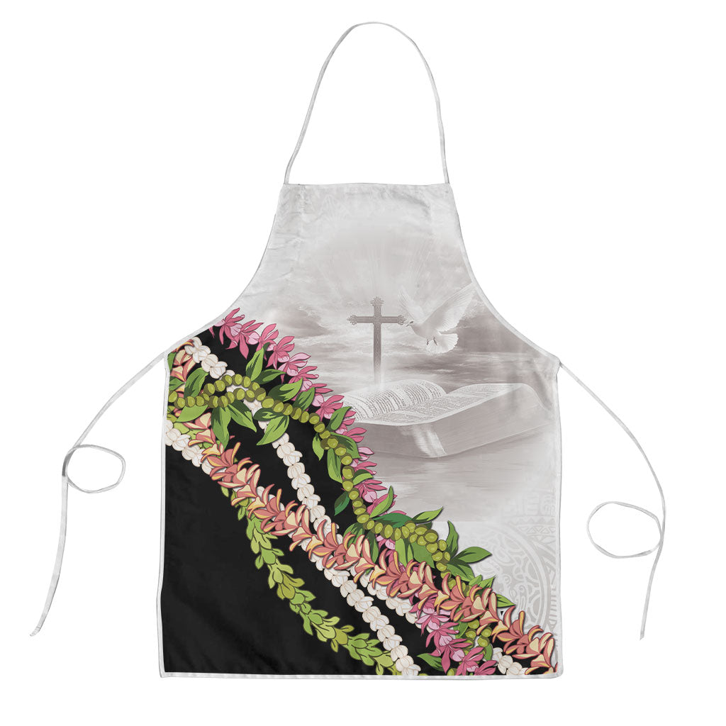 Hawaii Mokihana Mix Pikake Leis Mahalo 'Olelo Apron White Tapa LT7 White - Polynesian Pride