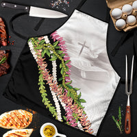 Hawaii Mokihana Mix Pikake Leis Mahalo 'Olelo Apron White Tapa LT7 White - Polynesian Pride