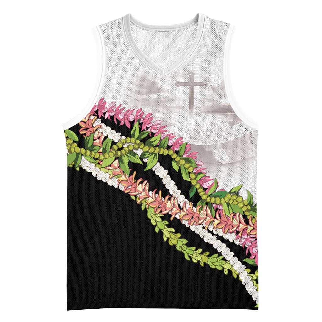 Hawaii Mokihana Mix Pikake Leis Mahalo 'Olelo Basketball Jersey White Tapa LT7 Unisex White - Polynesian Pride