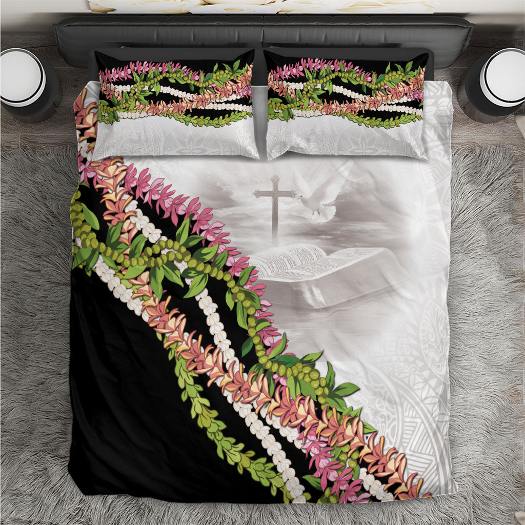 Hawaii Mokihana Mix Pikake Leis Mahalo 'Olelo Bedding Set White Tapa LT7 White - Polynesian Pride
