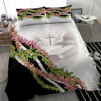 Hawaii Mokihana Mix Pikake Leis Mahalo 'Olelo Bedding Set White Tapa LT7 - Polynesian Pride