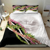 Hawaii Mokihana Mix Pikake Leis Mahalo 'Olelo Bedding Set White Tapa LT7 - Polynesian Pride