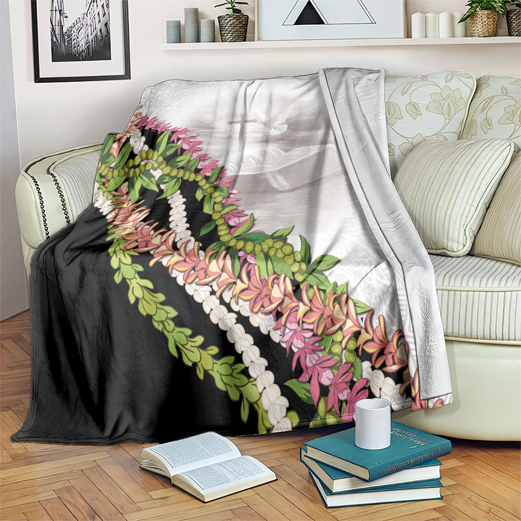Hawaii Mokihana Mix Pikake Leis Mahalo 'Olelo Blanket White Tapa LT7 White - Polynesian Pride