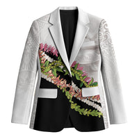 Hawaii Mokihana Mix Pikake Leis Mahalo 'Olelo Blazer White Tapa LT7 Unisex White - Polynesian Pride