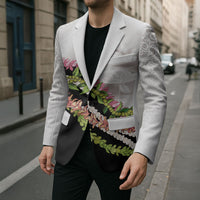 Hawaii Mokihana Mix Pikake Leis Mahalo 'Olelo Blazer White Tapa LT7 - Polynesian Pride