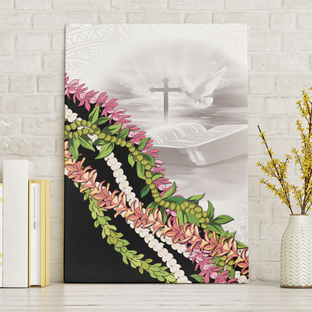 Hawaii Mokihana Mix Pikake Leis Mahalo 'Olelo Canvas Wall Art White Tapa LT7 Without Frame White - Polynesian Pride