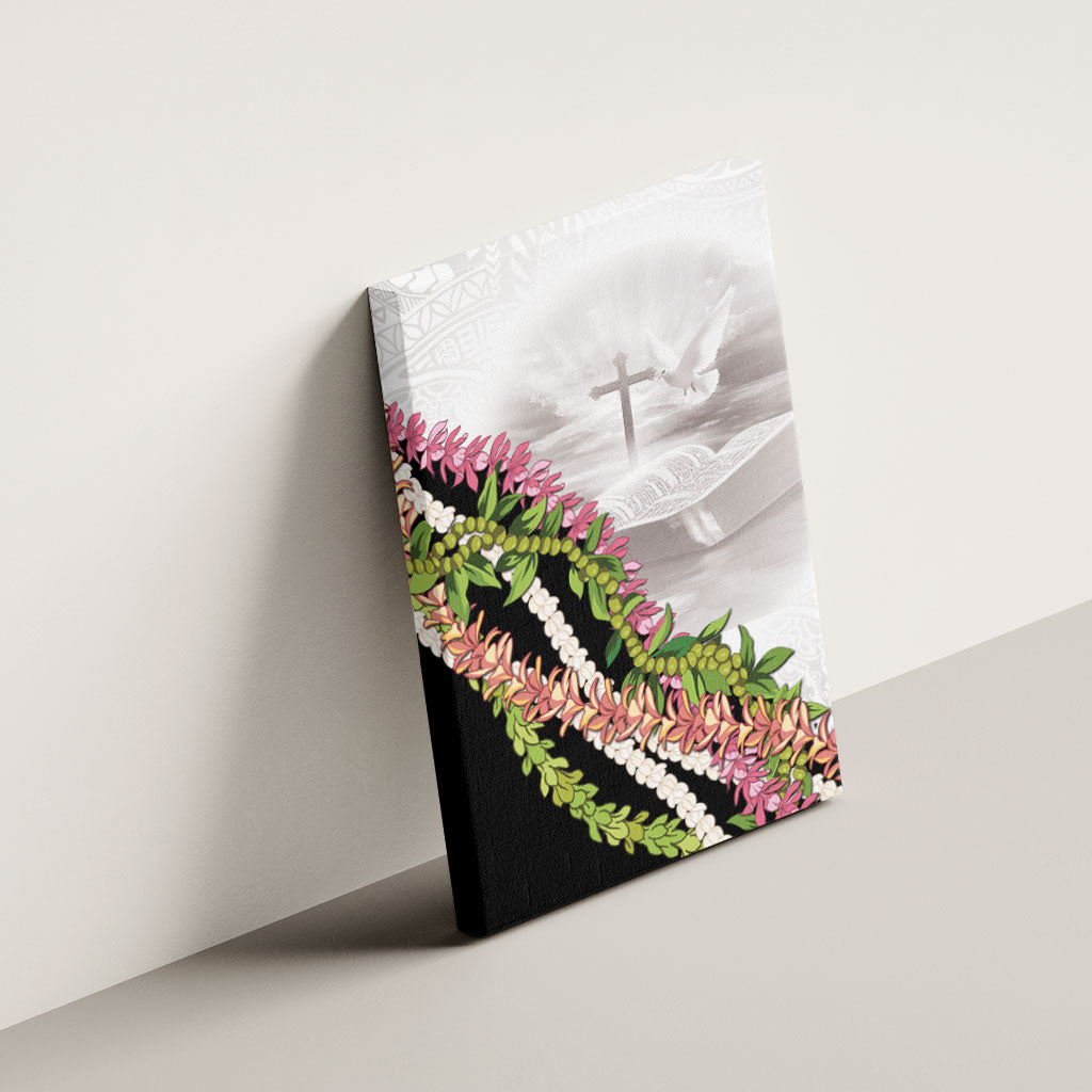 Hawaii Mokihana Mix Pikake Leis Mahalo 'Olelo Canvas Wall Art White Tapa LT7 - Polynesian Pride