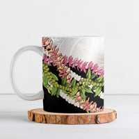 Hawaii Mokihana Mix Pikake Leis Mahalo 'Olelo Ceramic Mug White Tapa LT7 White - Polynesian Pride