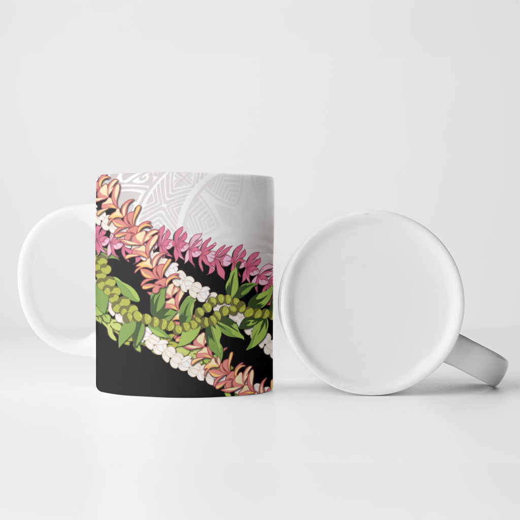 Hawaii Mokihana Mix Pikake Leis Mahalo 'Olelo Ceramic Mug White Tapa LT7 - Polynesian Pride