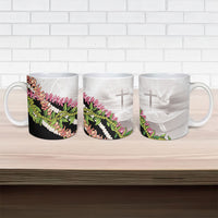 Hawaii Mokihana Mix Pikake Leis Mahalo 'Olelo Ceramic Mug White Tapa LT7 - Polynesian Pride
