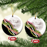 Hawaii Mokihana Mix Pikake Leis Mahalo 'Olelo Ceramic Ornament White Tapa LT7 Circle White - Polynesian Pride