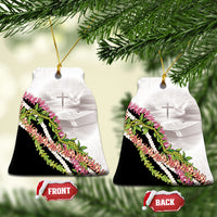 Hawaii Mokihana Mix Pikake Leis Mahalo 'Olelo Ceramic Ornament White Tapa LT7 Bell Flake White - Polynesian Pride