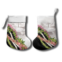 Hawaii Mokihana Mix Pikake Leis Mahalo 'Olelo Christmas Stocking White Tapa LT7 - Polynesian Pride