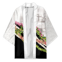 Hawaii Mokihana Mix Pikake Leis Mahalo 'Olelo Kimono White Tapa LT7 Unisex White - Polynesian Pride