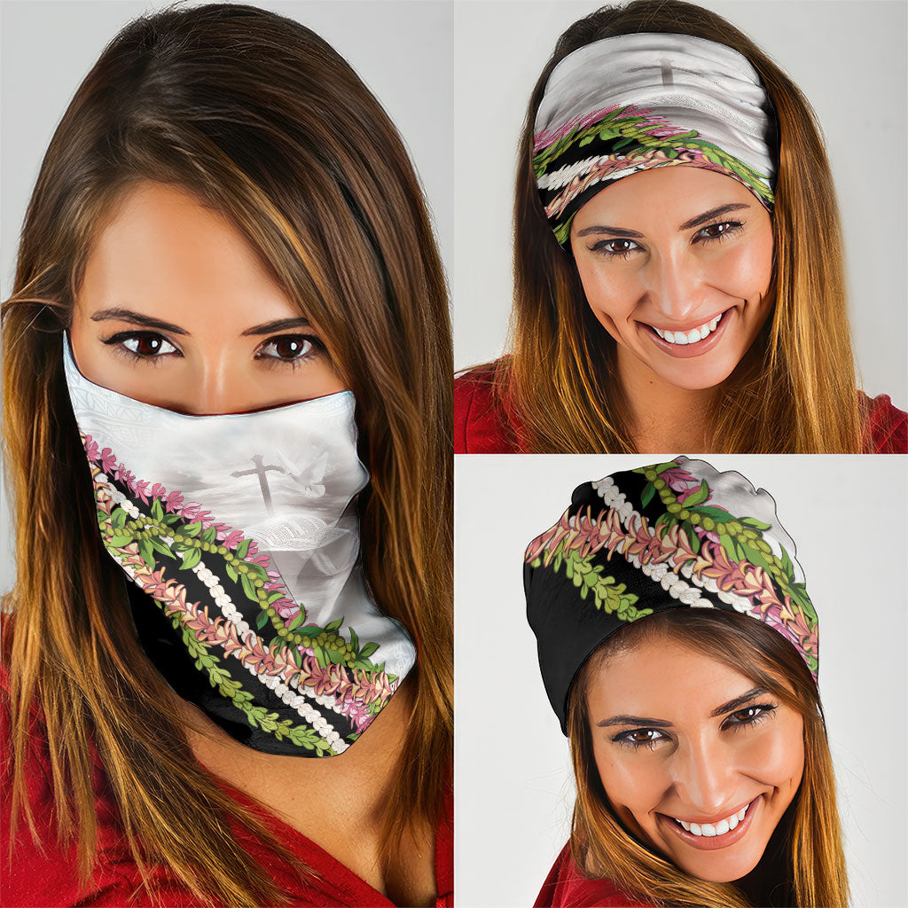 Hawaii Mokihana Mix Pikake Leis Mahalo 'Olelo Neck Gaiter White Tapa LT7 - Polynesian Pride
