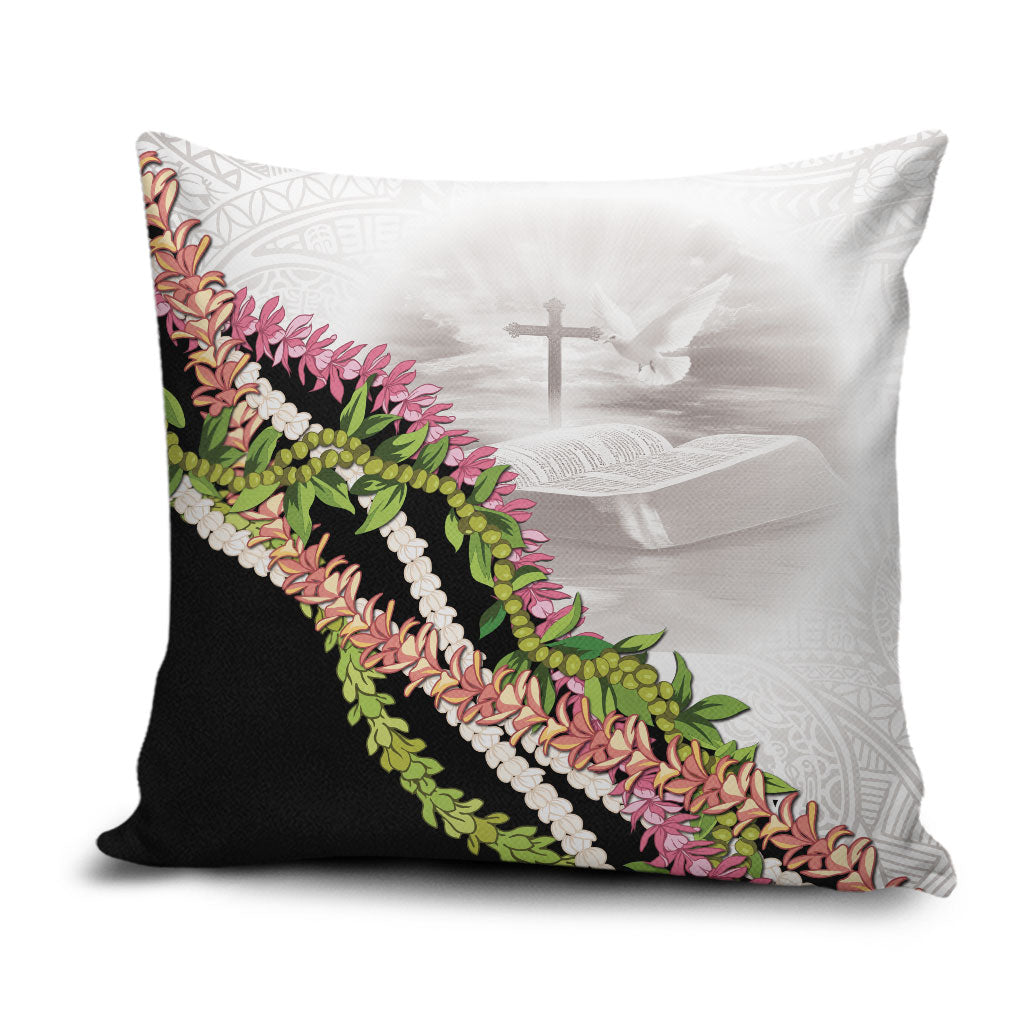 Hawaii Mokihana Mix Pikake Leis Mahalo 'Olelo Pillow Cover White Tapa LT7 White - Polynesian Pride