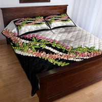 Hawaii Mokihana Mix Pikake Leis Mahalo 'Olelo Quilt Bed Set White Tapa LT7 - Polynesian Pride