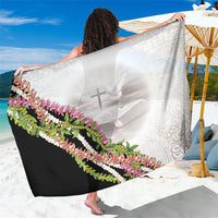 Hawaii Mokihana Mix Pikake Leis Mahalo 'Olelo Sarong White Tapa LT7 One Size 44 x 66 inches White - Polynesian Pride