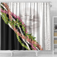 Hawaii Mokihana Mix Pikake Leis Mahalo 'Olelo Shower Curtain White Tapa LT7 - Polynesian Pride