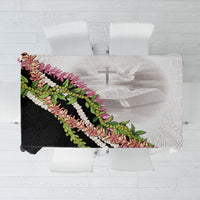 Hawaii Mokihana Mix Pikake Leis Mahalo 'Olelo Tablecloth White Tapa LT7 White - Polynesian Pride