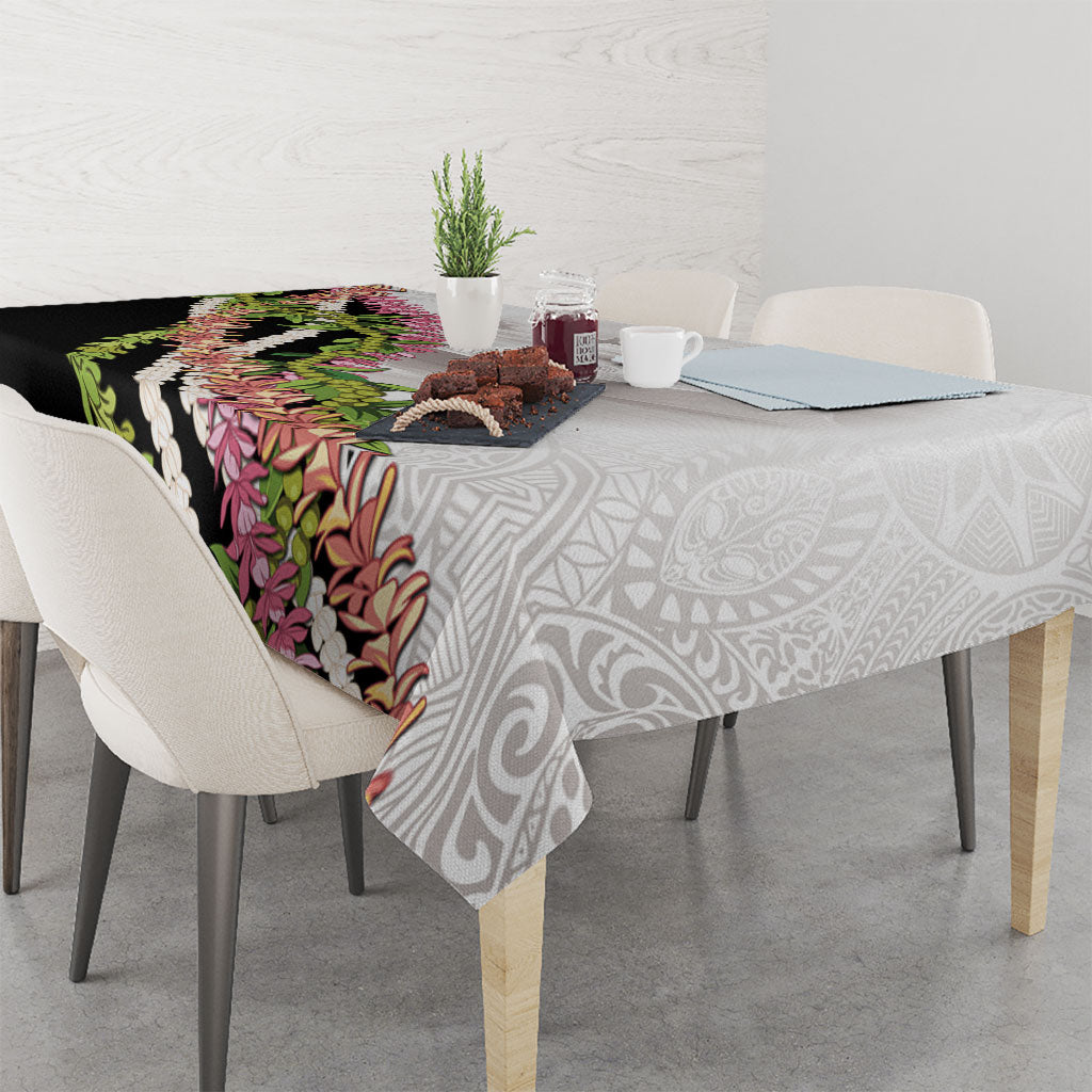 Hawaii Mokihana Mix Pikake Leis Mahalo 'Olelo Tablecloth White Tapa LT7 - Polynesian Pride