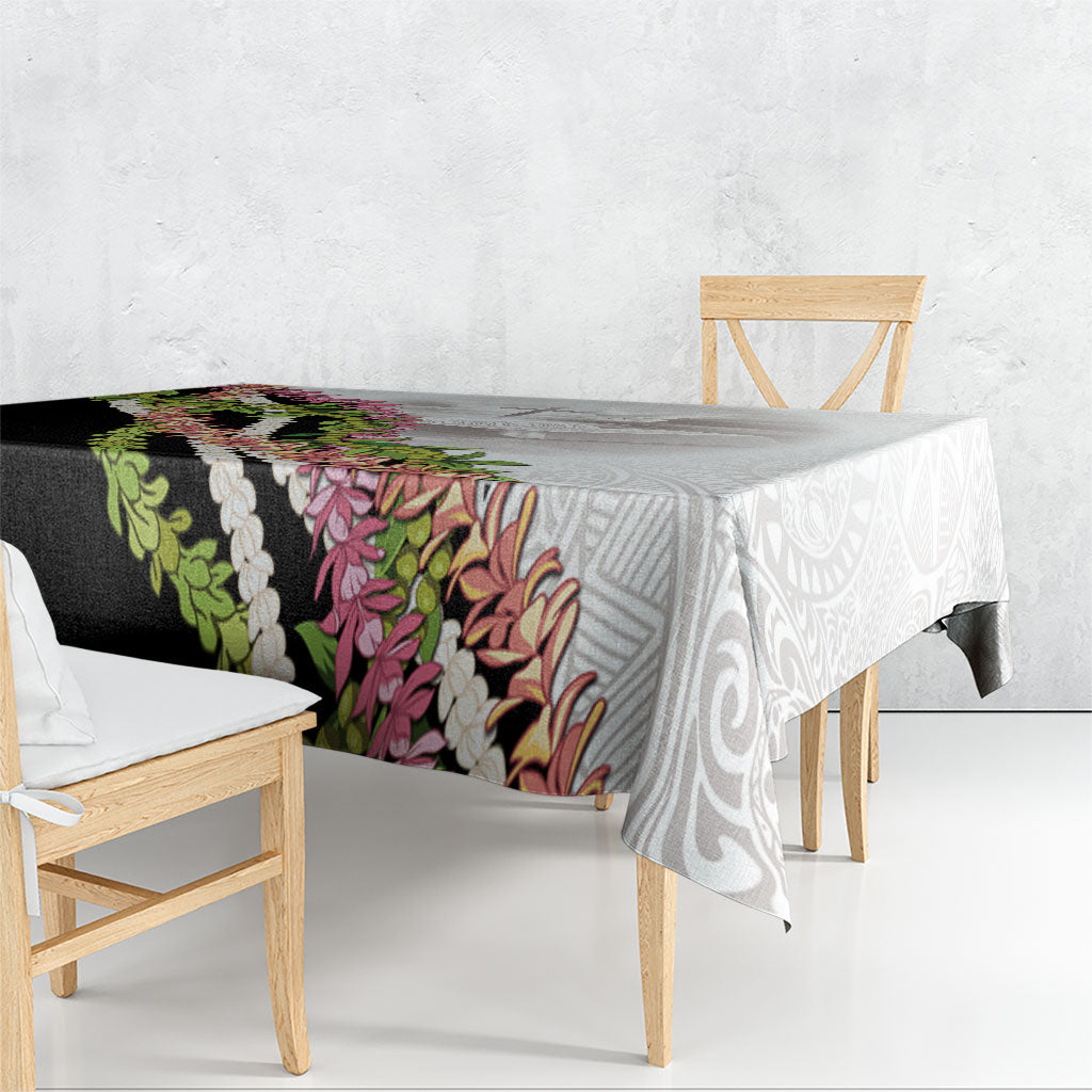 Hawaii Mokihana Mix Pikake Leis Mahalo 'Olelo Tablecloth White Tapa LT7 - Polynesian Pride