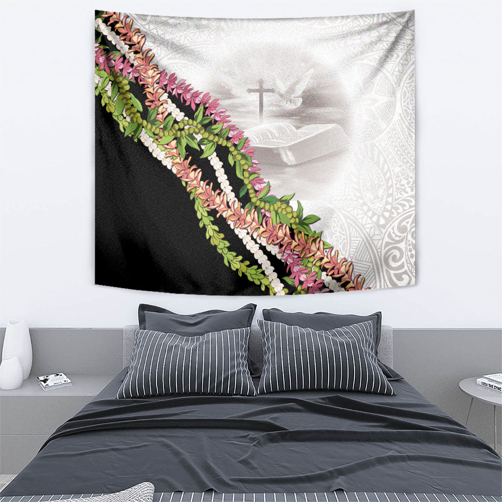 Hawaii Mokihana Mix Pikake Leis Mahalo 'Olelo Tapestry White Tapa LT7 - Polynesian Pride