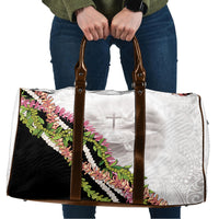 Hawaii Mokihana Mix Pikake Leis Mahalo 'Olelo Travel Bag White Tapa LT7 White - Polynesian Pride
