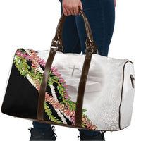 Hawaii Mokihana Mix Pikake Leis Mahalo 'Olelo Travel Bag White Tapa LT7 - Polynesian Pride