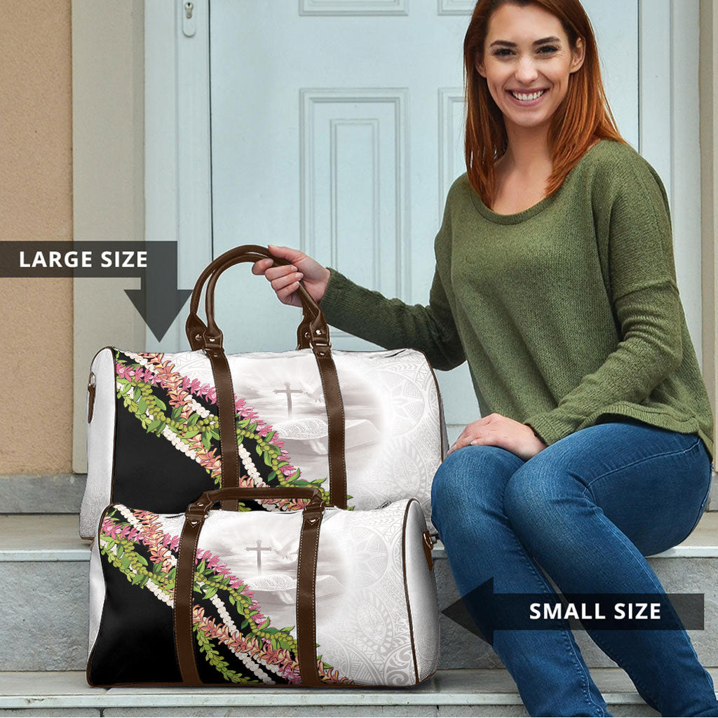 Hawaii Mokihana Mix Pikake Leis Mahalo 'Olelo Travel Bag White Tapa LT7 - Polynesian Pride