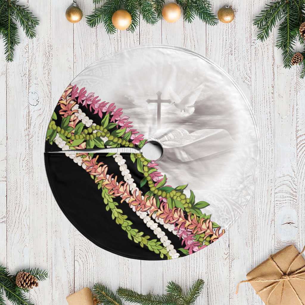 Hawaii Mokihana Mix Pikake Leis Mahalo 'Olelo Tree Skirt White Tapa LT7 Casual White - Polynesian Pride