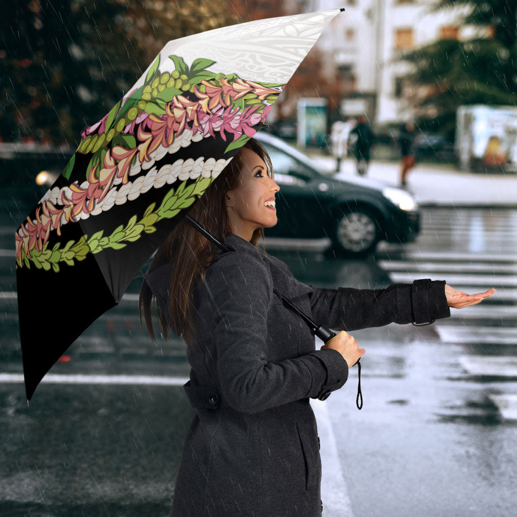 Hawaii Mokihana Mix Pikake Leis Mahalo 'Olelo Umbrella White Tapa LT7 - Polynesian Pride