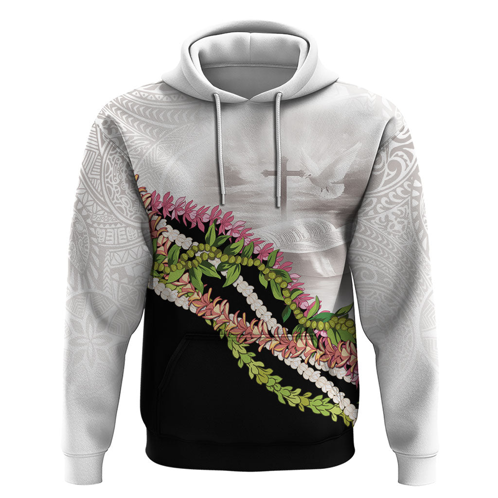Hawaii Mokihana Mix Pikake Leis Mahalo 'Olelo Zip Hoodie White Tapa LT7 Pullover Hoodie White - Polynesian Pride