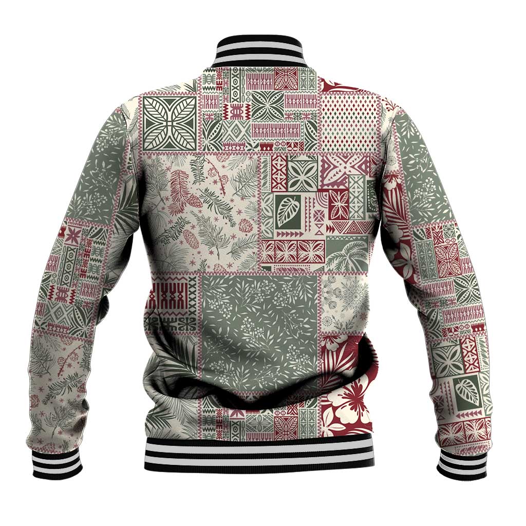 Aloha Hawaii Pastel Christmas Patchwork Baseball Jacket Classic Style - Polynesian Pride