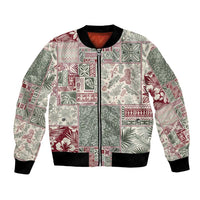 Aloha Hawaii Pastel Christmas Patchwork Bomber Jacket Classic Style LT7 Unisex Pastel Green - Polynesian Pride