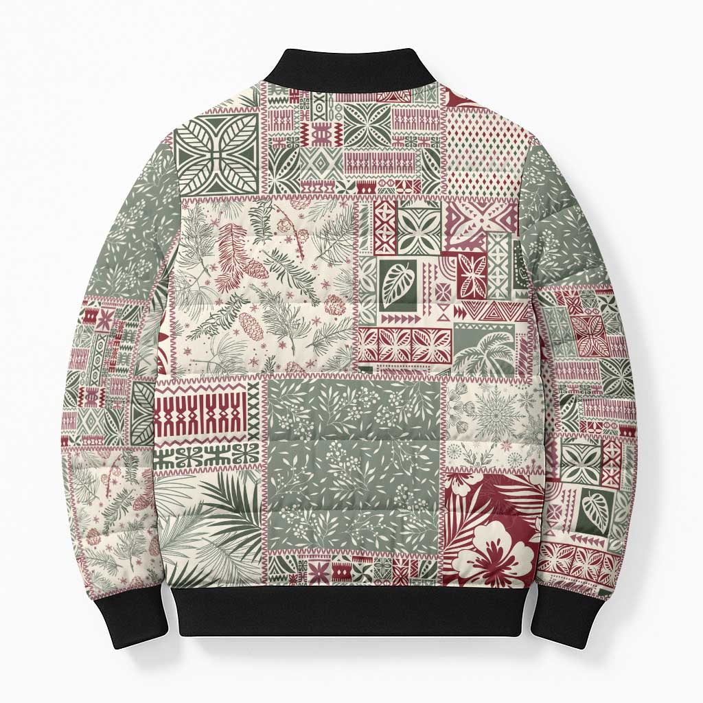 Aloha Hawaii Pastel Christmas Patchwork Bomber Puffer Jacket Classic Style - Polynesian Pride