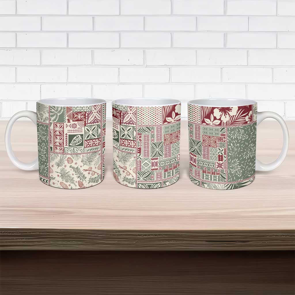 Aloha Hawaii Pastel Christmas Patchwork Ceramic Mug Classic Style - Polynesian Pride