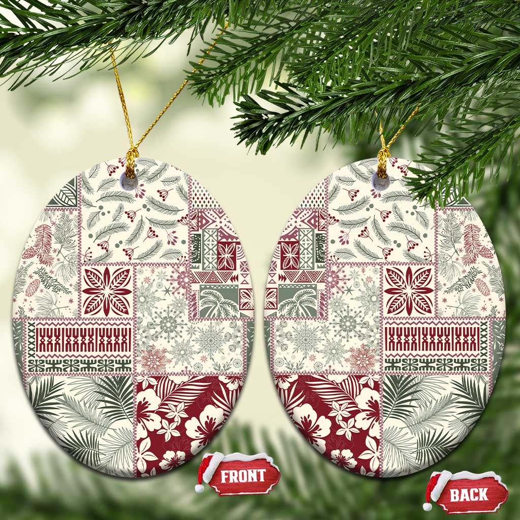 Aloha Hawaii Pastel Christmas Patchwork Ceramic Ornament Classic Style - Polynesian Pride