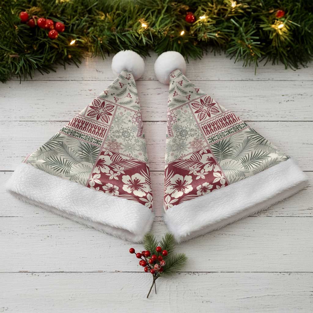 Aloha Hawaii Pastel Christmas Patchwork Christmas Santa Hat Classic Style - Polynesian Pride